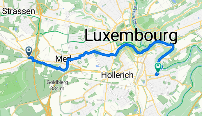 Rue de Luxembourg, Bertrange to Rue de l'Égalité, Luxembourg