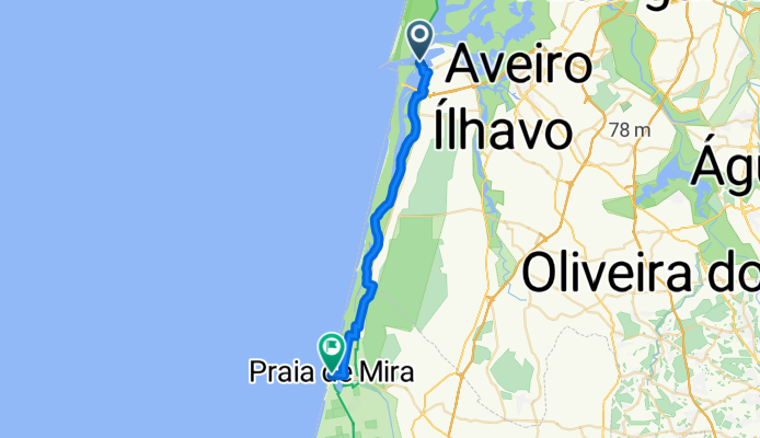 Forte da Barra, Gafanha da Nazaré to Rua de Raúl Brandão, Praia de Mira