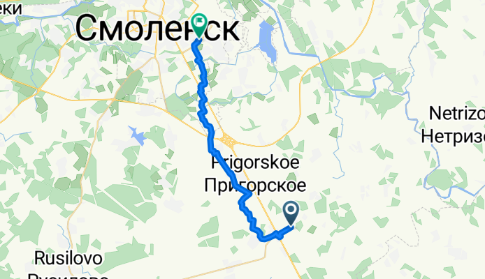 От улица Ленина 7, Талашкино до проспект Строителей 14, Смоленск