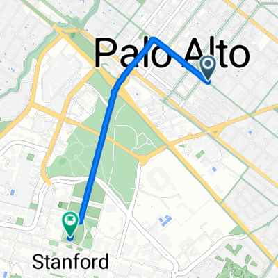 Addison Ave, パロアルトへJane Stanford Way, スタンフォード