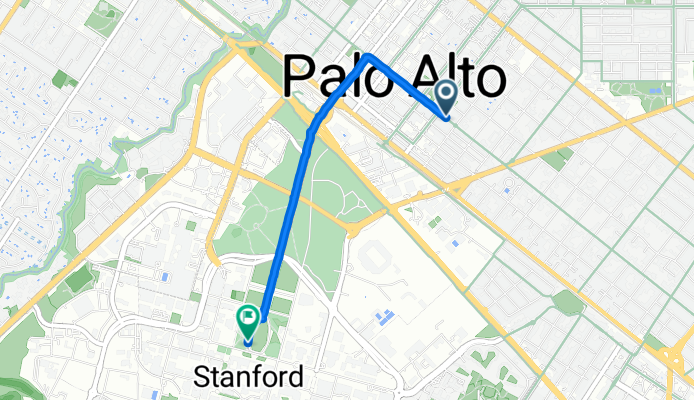 Addison Ave, パロアルトへJane Stanford Way, スタンフォード