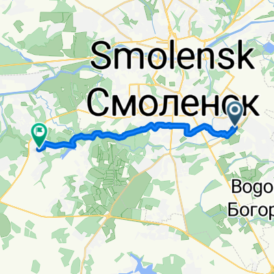 От проспект Строителей 14, Смоленск до Рождественская улица, Михновка