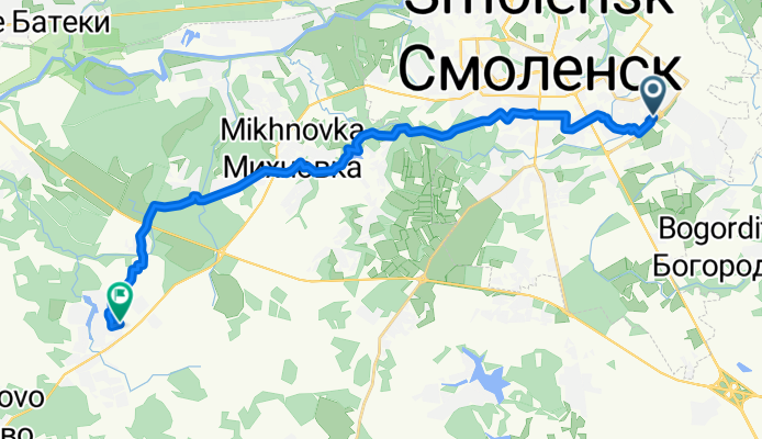 От проспект Строителей 14, Смоленск до Смоленская улица 12А, Лубня