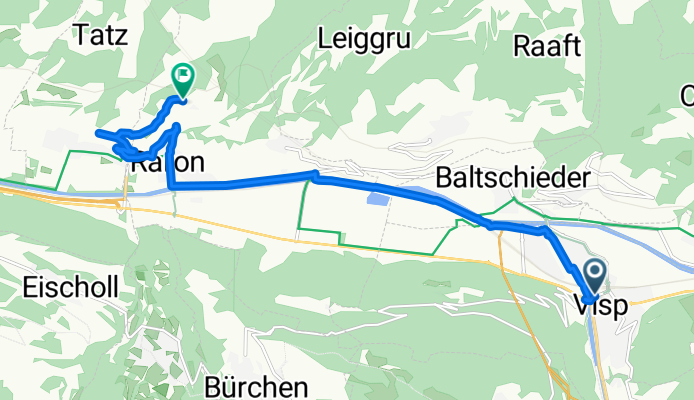 Bahnhofplatz, Visp nach Rarnerkumme, Niedergesteln