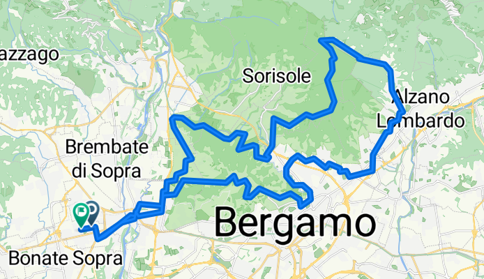 Ciclabile del Quisa – Piazza Vecchia, Bergamo Alta giro ad anello con partenza da Trenino "Le Cornelle"