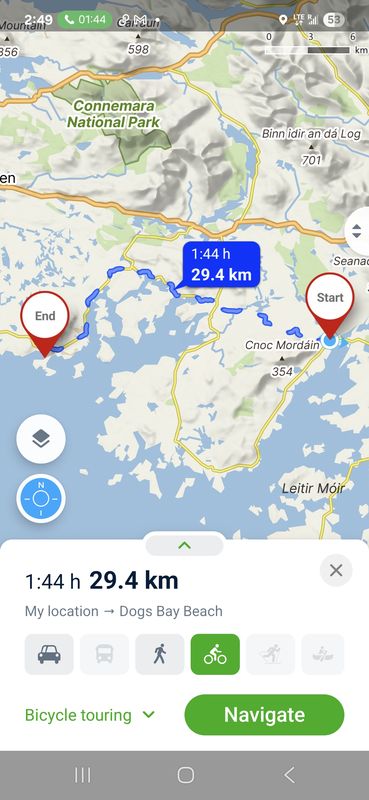 Route from Headford Road