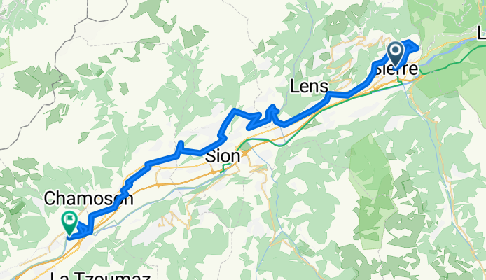 Rue du Bourg, Siders nach Route de la Berge du Rhône, Riddes