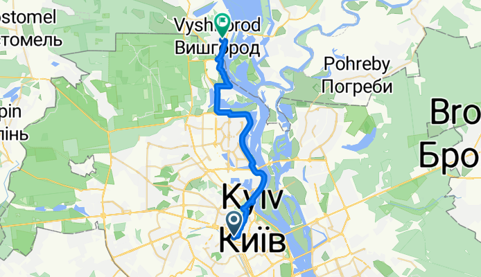 Pankivska Street, Kyiv to Shevchenka Avenue, Vyshhorod