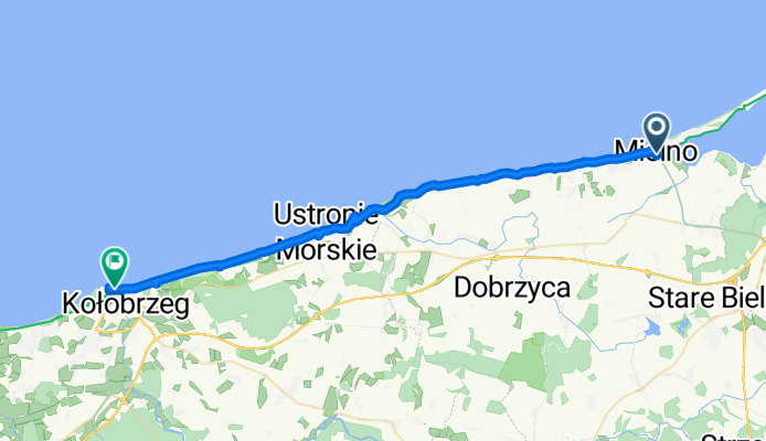 S Żeromskiego, Mielno do M Borzymowskiego, Kołobrzeg