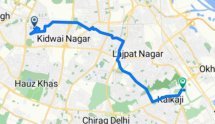 H5GV+VW5 to Kalkaji Mandir