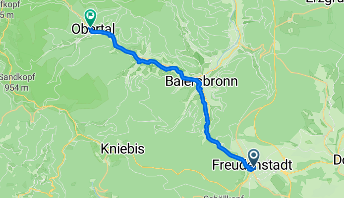 Route to Nationalparkzentrum Ruhestein