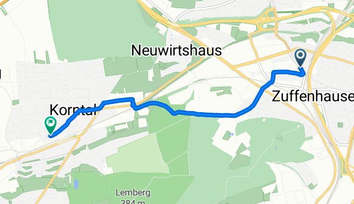 Burenstraße, Stuttgart nach Weilimdorfer Straße, Korntal-Münchingen