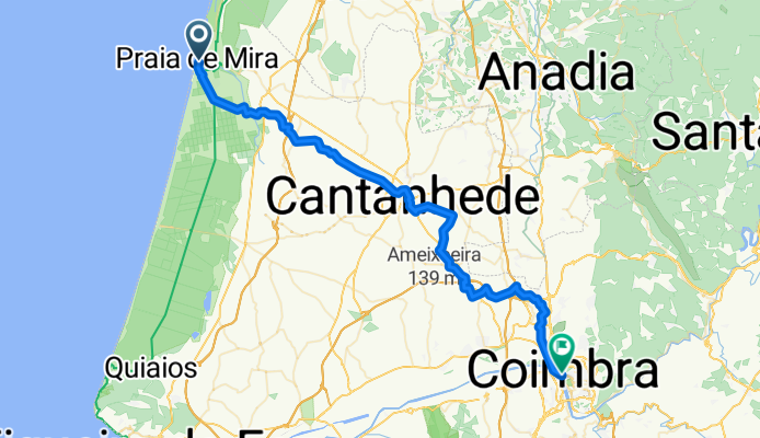 Avenida do Inf D Henrique, Praia de Mira to Rua Olímpio Nicolau Rui Fernandes, Coimbra