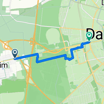 Eulerweg, Griesheim nach Platz der Deutschen Einheit, Darmstadt
