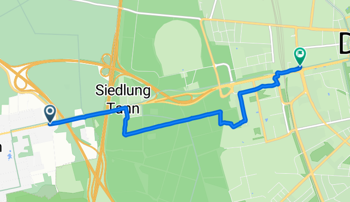 Eulerweg, Griesheim nach Platz der Deutschen Einheit, Darmstadt