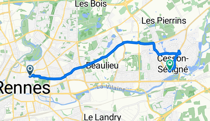 Rue de Robien, Rennes à Rue Saint-Martin, Cesson-Sévigné