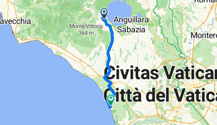 Route to Via Porto Recanati, Fiumicino