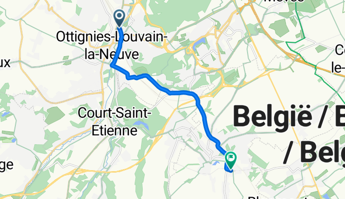 De OTTIGNIES Gare - Quai à Rue de Bayau