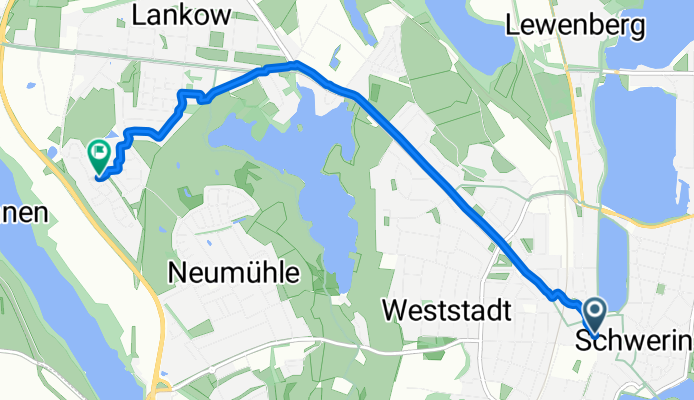 Route nach Barther Straße, Schwerin
