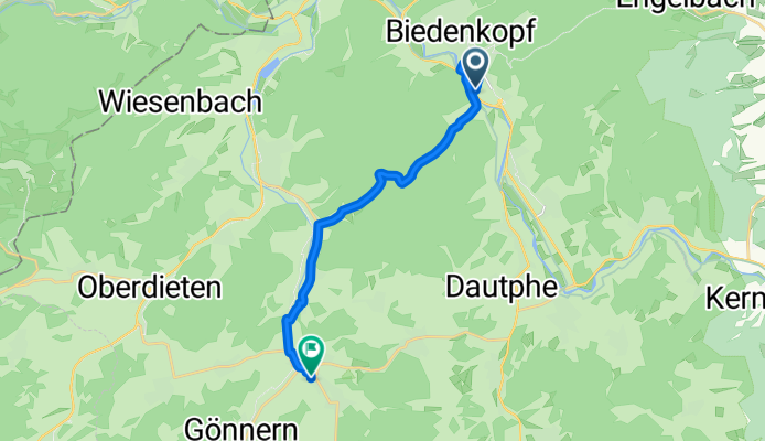 50.902, 8.534 nach 50.836, 8.474