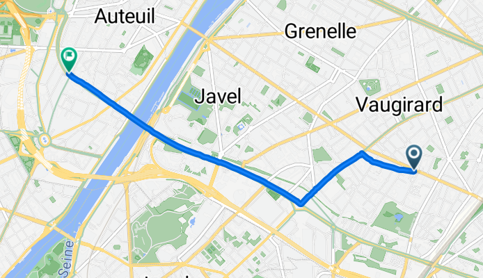 Rue de Vouillé, Paris à Rue du Général Delestraint, Paris