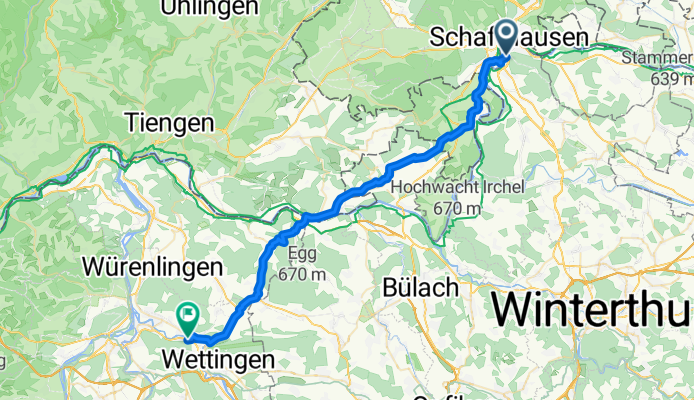 Route nach Baden (BH) geplant