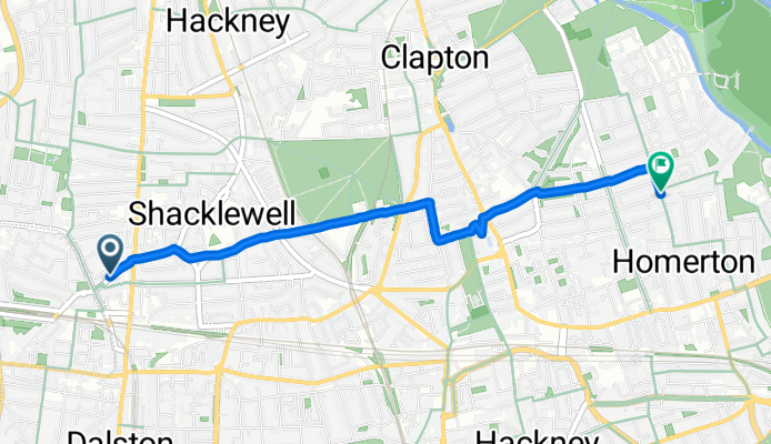 Gillett Street, London to Glyn Road, London