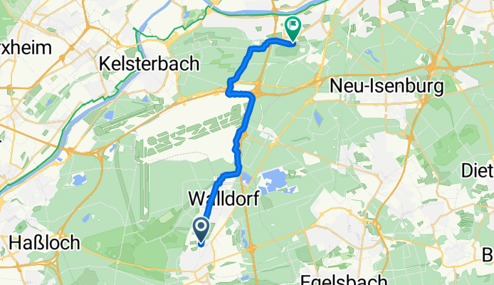 Kurt-Oeser-Weg, Mörfelden-Walldorf nach Lyoner Straße, Frankfurt am Main