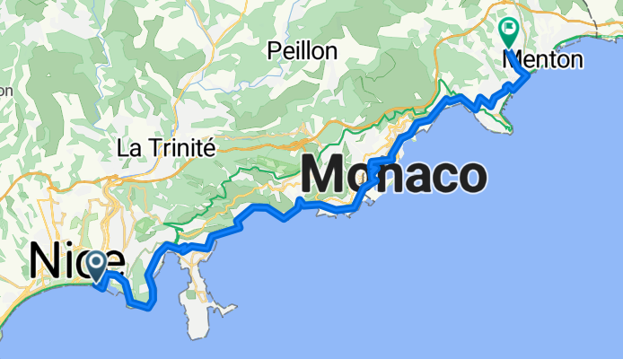 Quai des États-Unis, Nice to Chemin du Suillet, Menton