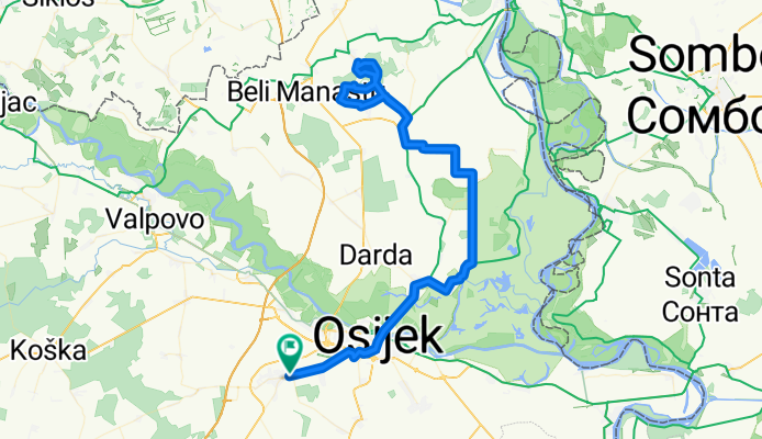 Route to Čepin