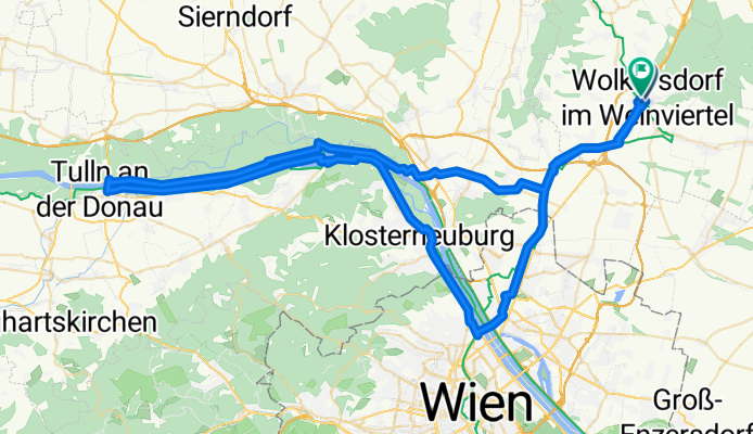 Route in Wolkersdorf im Weinviertel