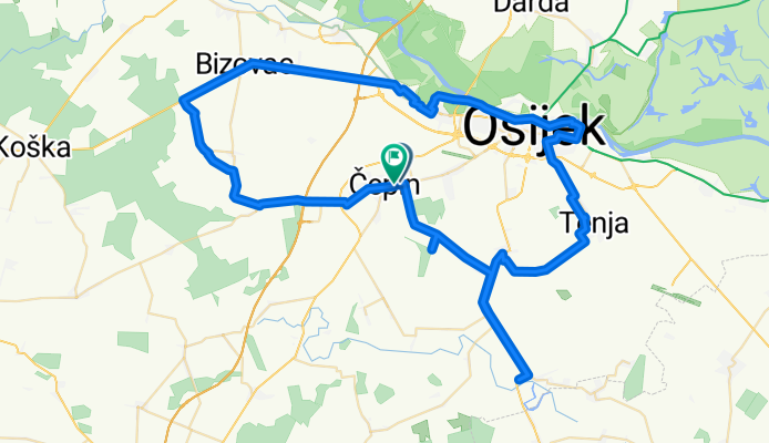 Route in Čepin