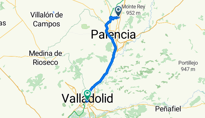 Calle Mayor, Monzón de Campos nach Calle de Colmenares, Valladolid