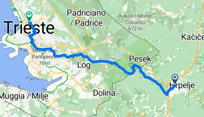 Bazoviška cesta to Via Pierluigi da Palestrina 2A