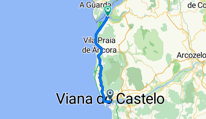 Largo da Estação do Caminho de Ferro, Viana do Castelo to União das freguesias de Caminha (Matriz) e Vilarelho, Caminha