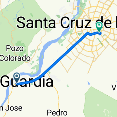 Departamento de Santa Cruz a Calle Teniente Román Alderete, Santa Cruz de la Sierra