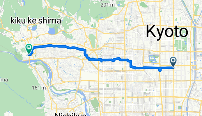 Sasayacho, Kyoto to Sagatenryujisusukinobabacho, Kyoto