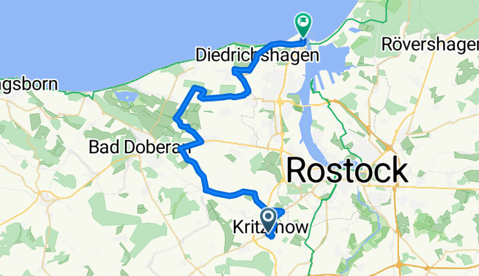 Kritzmow - Klein Schwaß - Parkentin - Rabenhorst - Steinbeck - Elmenhorst - Diedrichshagen - Warnemünde