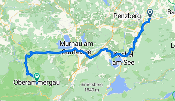 Wörnerweg, Bad Heilbrunn nach Verlegergasse, Oberammergau