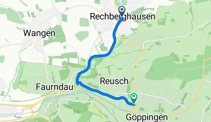 Hauptstraße, Rechberghausen nach Schillerstraße, Göppingen