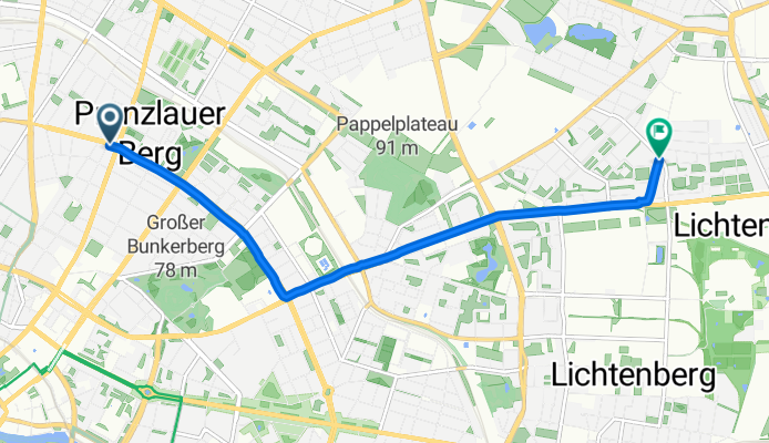 Kollwitzstraße, Berlin to Genslerstraße, Berlin