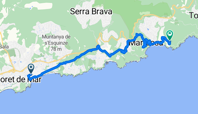 Carrer de Sant Román, Lloret de Mar à Santa Maria de Llorell, Tossa de Mar