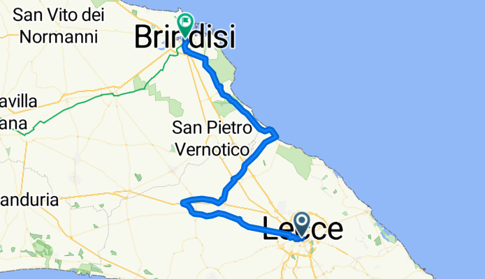 Via Quinto Fabio Balbo, Lecce to Via Filomeno Consiglio, Brindisi