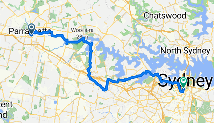 Darcy St, Parramatta to George St, Sydney