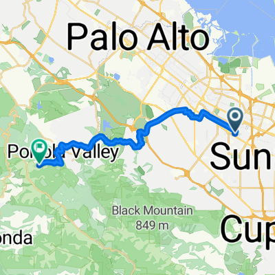 Fairmont Ave, Mountain View to Spring Ridge Trail, Portola Valley