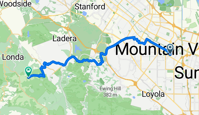 Fairmont Ave, Mountain View to Spring Ridge Trail, Portola Valley