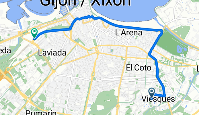 Calle de Corín Tellado, Gijón a Calle de Carlos Marx, Gijón