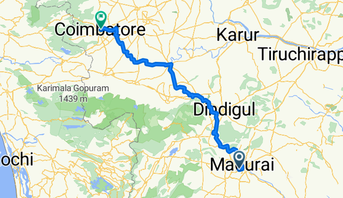 Route to Coimbatore