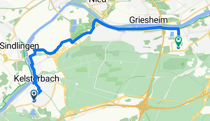 Kleiner Kornweg, Kelsterbach nach Lyoner Straße, Frankfurt am Main