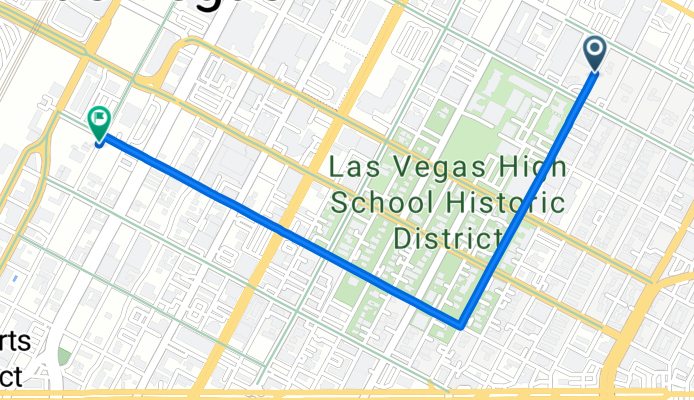 E Fremont St, Las Vegas to S Main St, Las Vegas